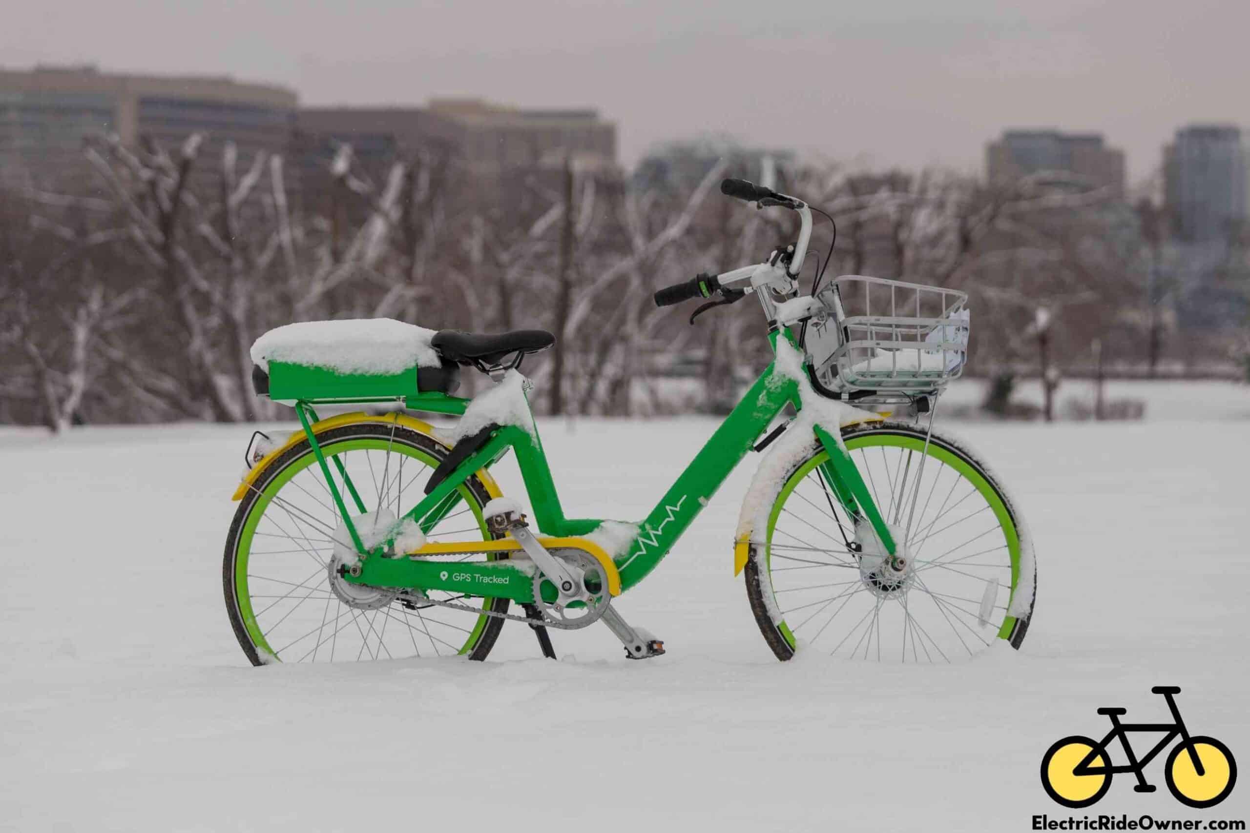 ebike covered with snow