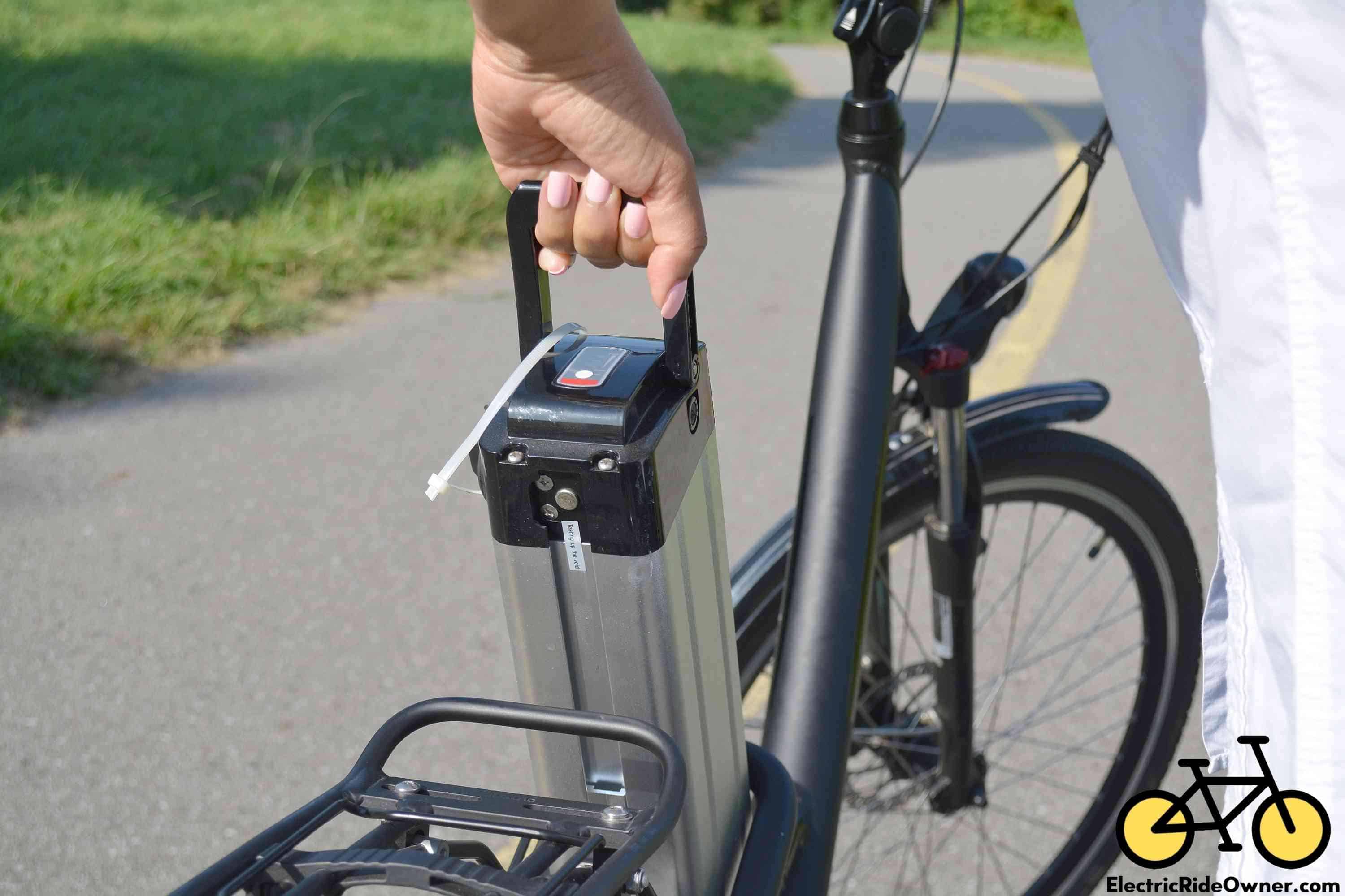 inserting e-bike battery