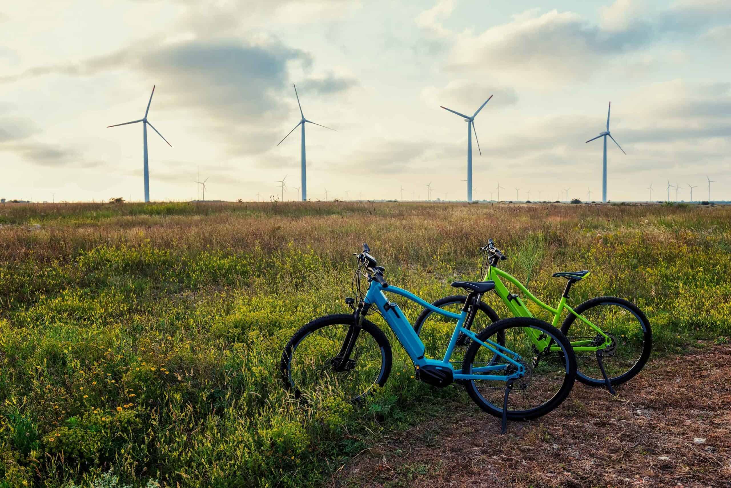 electric bikes in a field