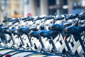 group of bike saddles