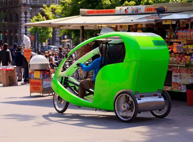 a green tricycle