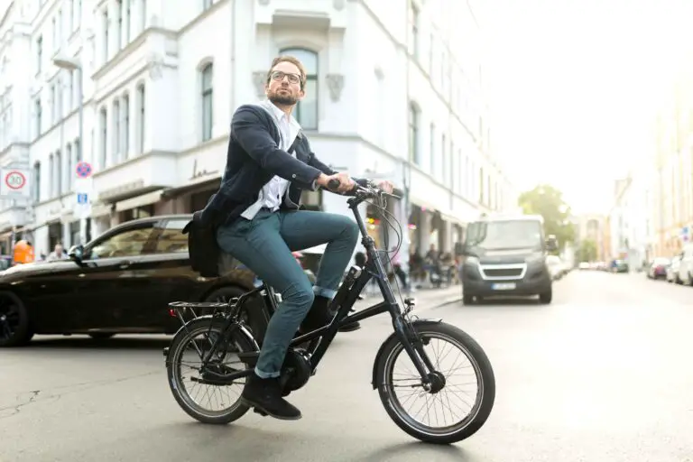 a man riding a commuter e-bike