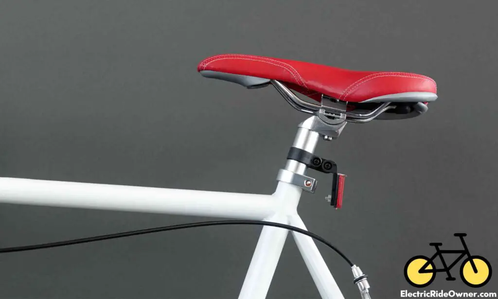 red bicycle saddle