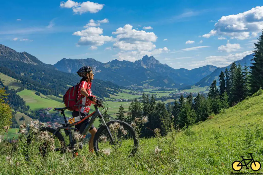 woman with electric mountain bike
