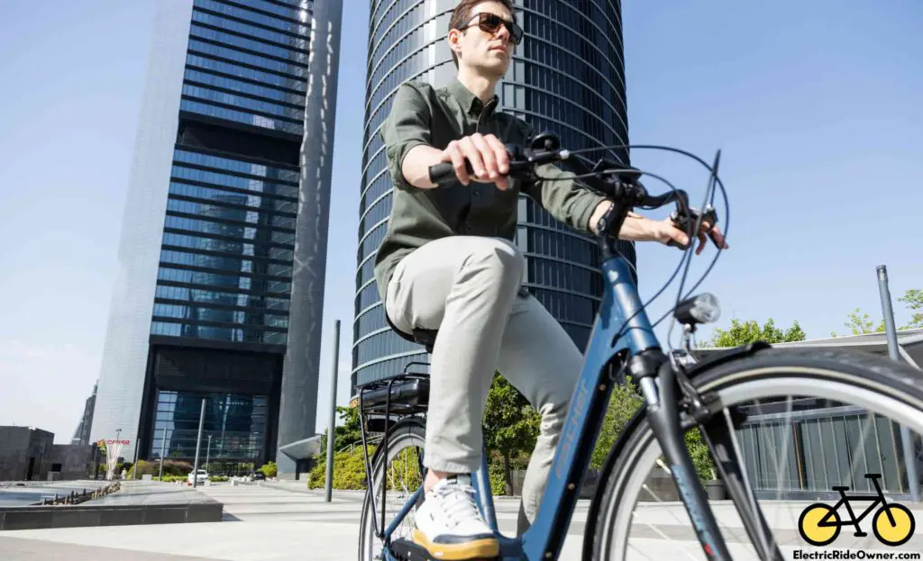 businessman riding an e-bike